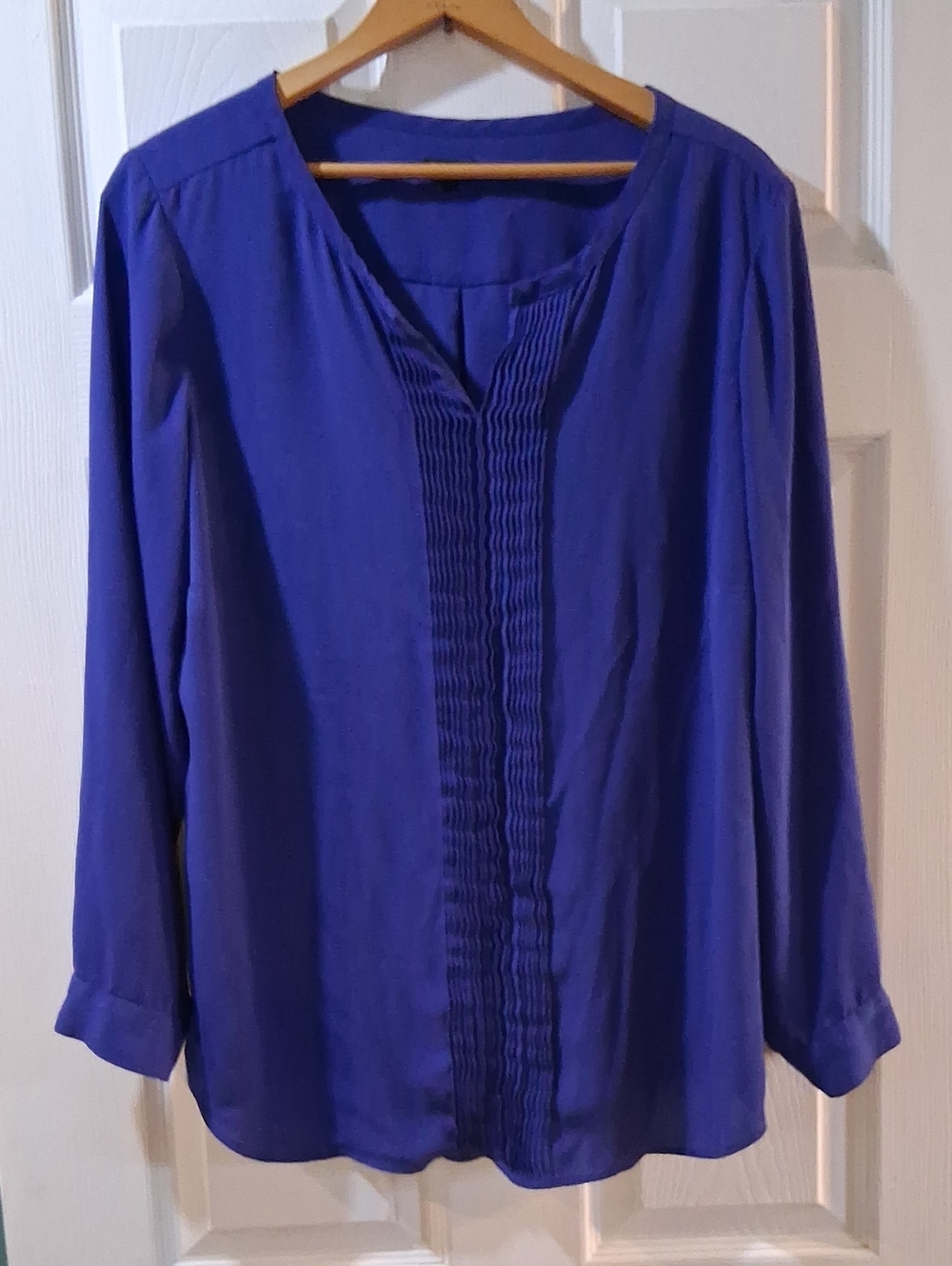 Talbots Royal Purple Pintuck Peasant Blouse